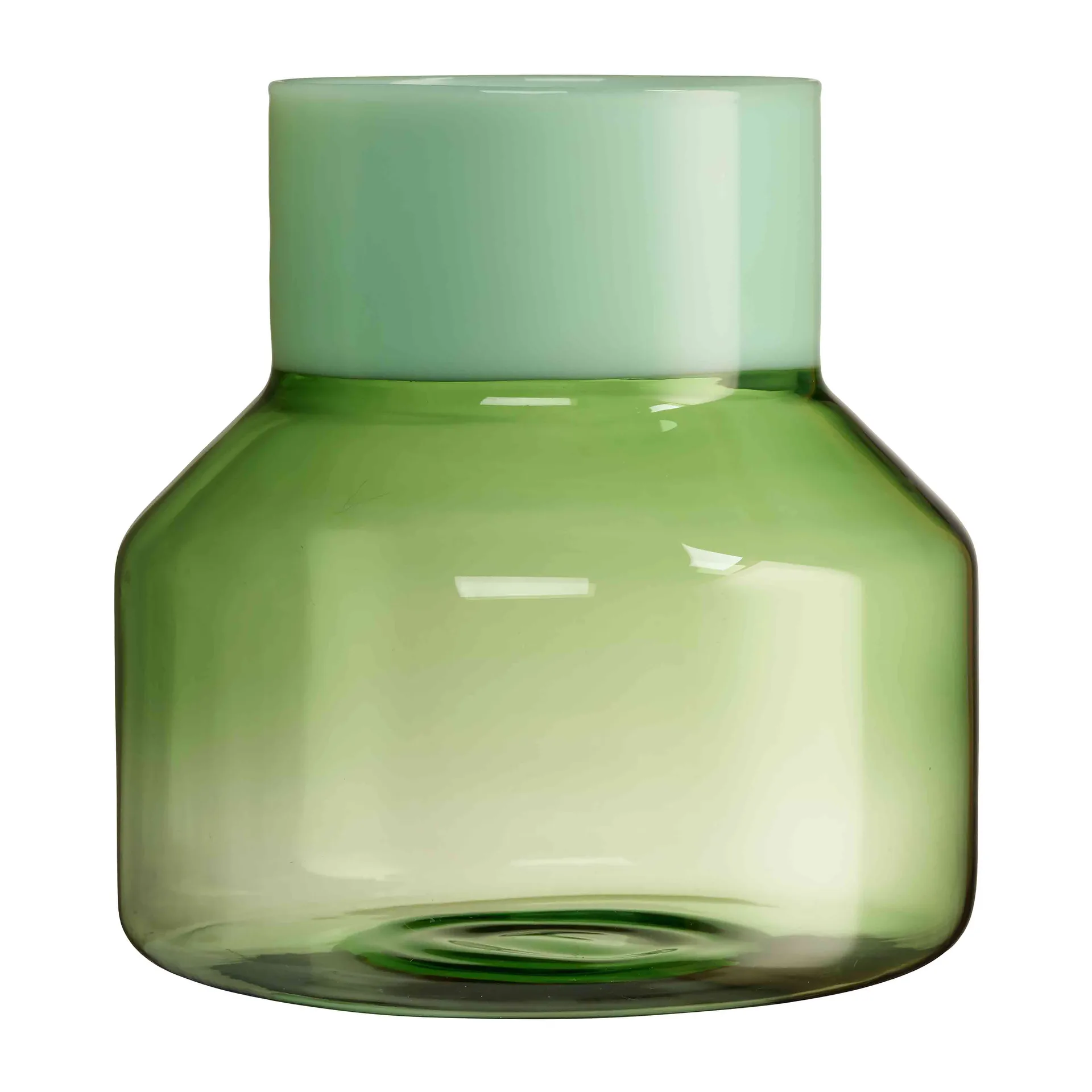 Generous vase large Ø16,5 cm, Milky green/Green Design Letters
