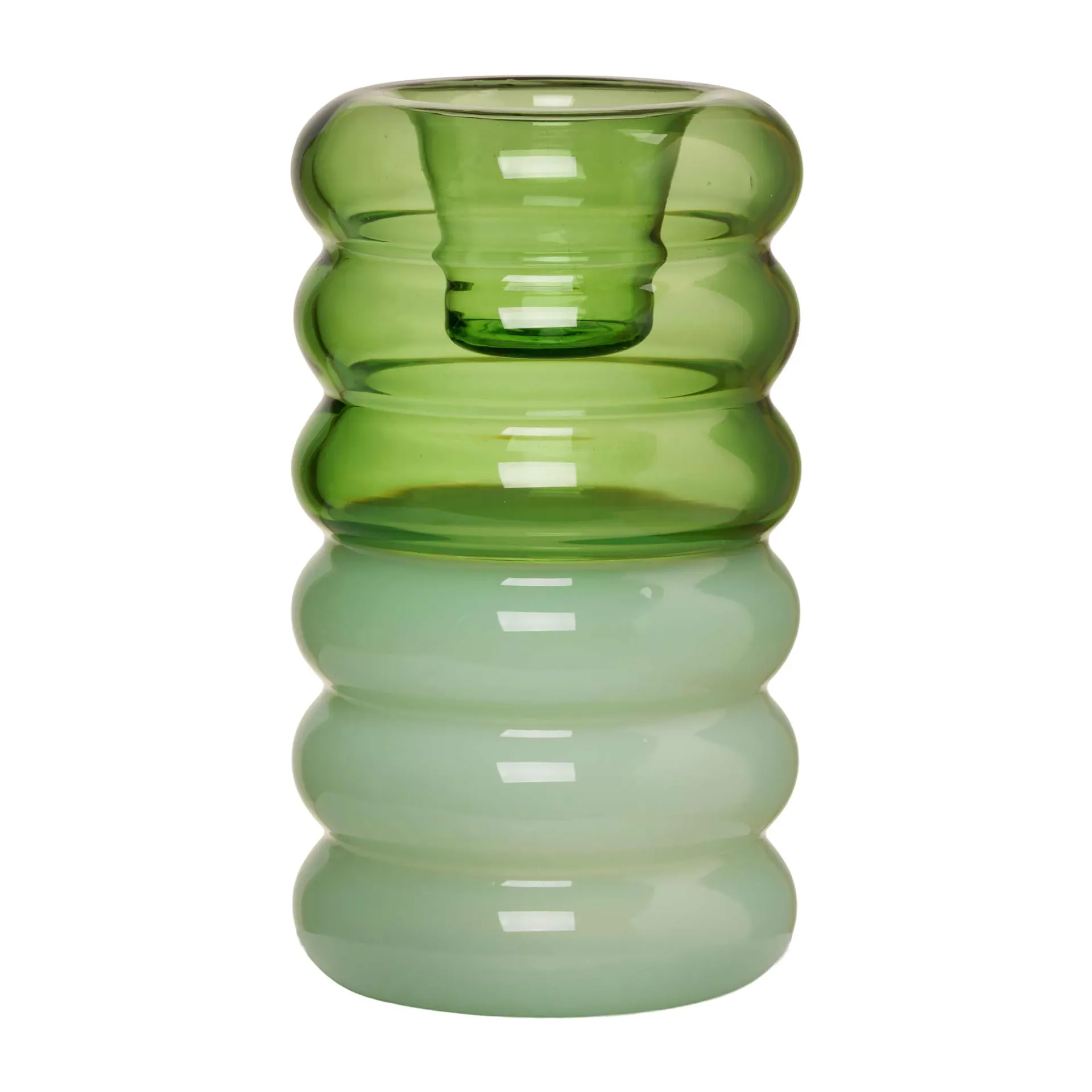 Hoop lysestage Ø3,5x9 cm, Green/Milky green Design Letters