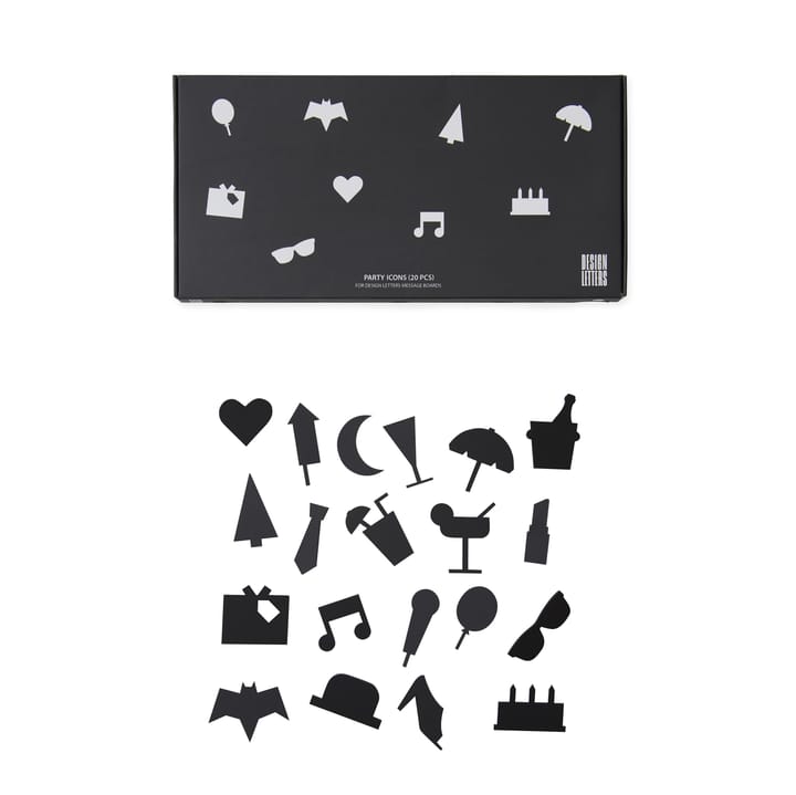 Party icons til opslagstavle 20 dele, sort Design Letters