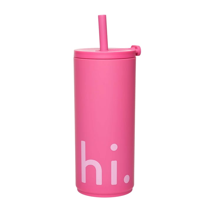 Travel Life termoflaske med sugerør 50 cl - Hi/Cherry pink - Design Letters