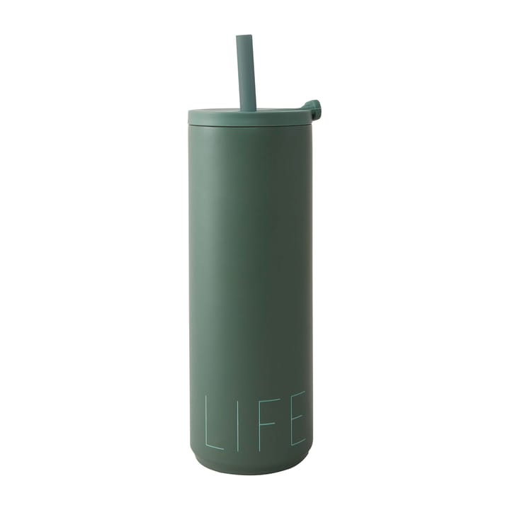 Travel Life termoflaske med sugerør 50 cl - Myrtle green - Design Letters