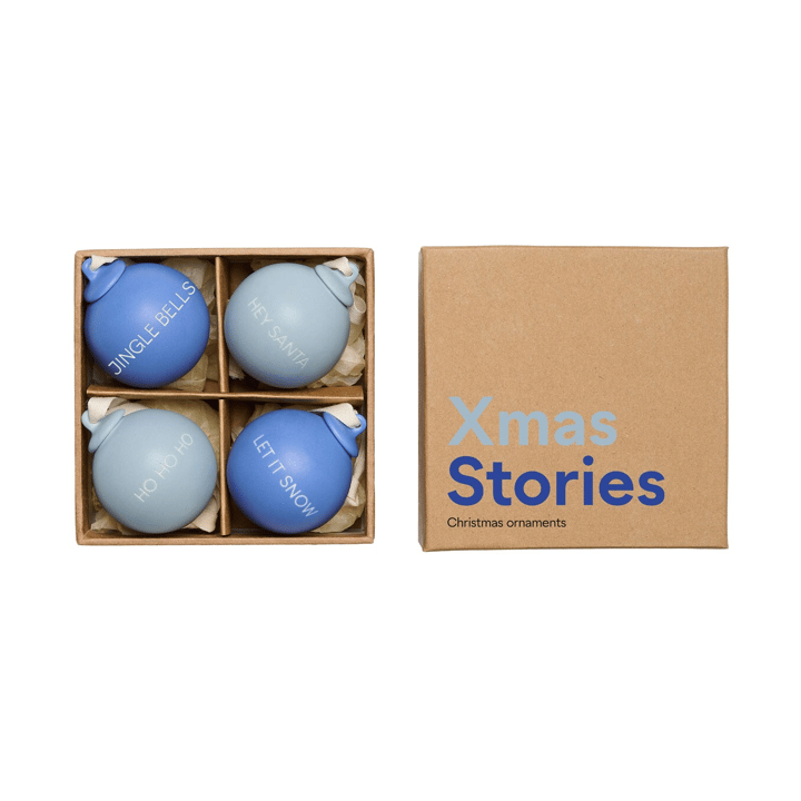XMAS Stories julekugle Ø4 cm 4 dele - Cobalt blue-light blue - Design Letters