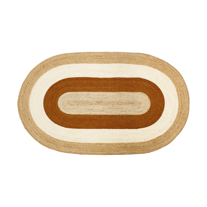 Elin Striped oval jutetæppe 92x150 cm - Brick - Dixie