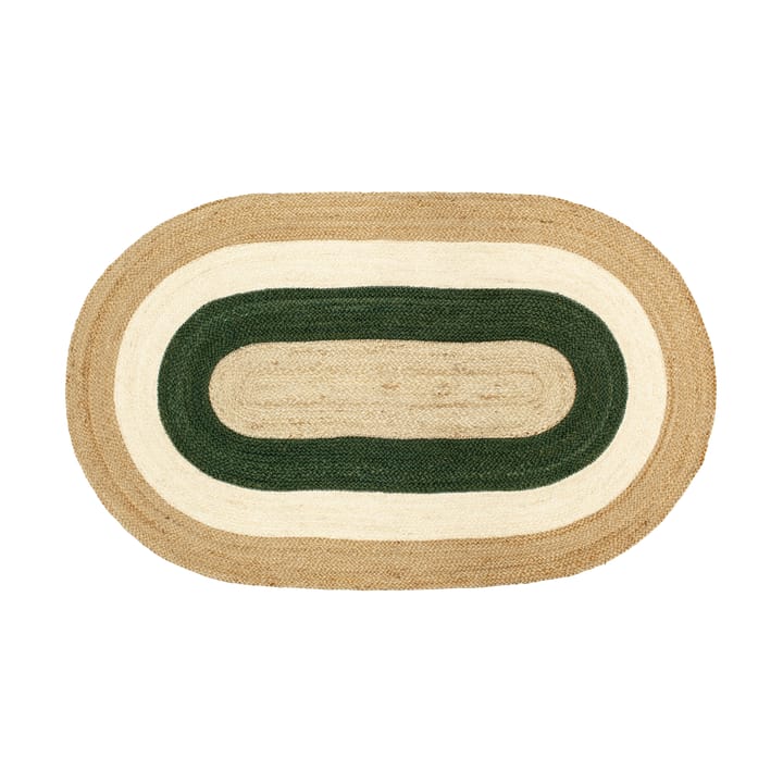 Elin Striped oval jutetæppe 92x150 cm - Green - Dixie