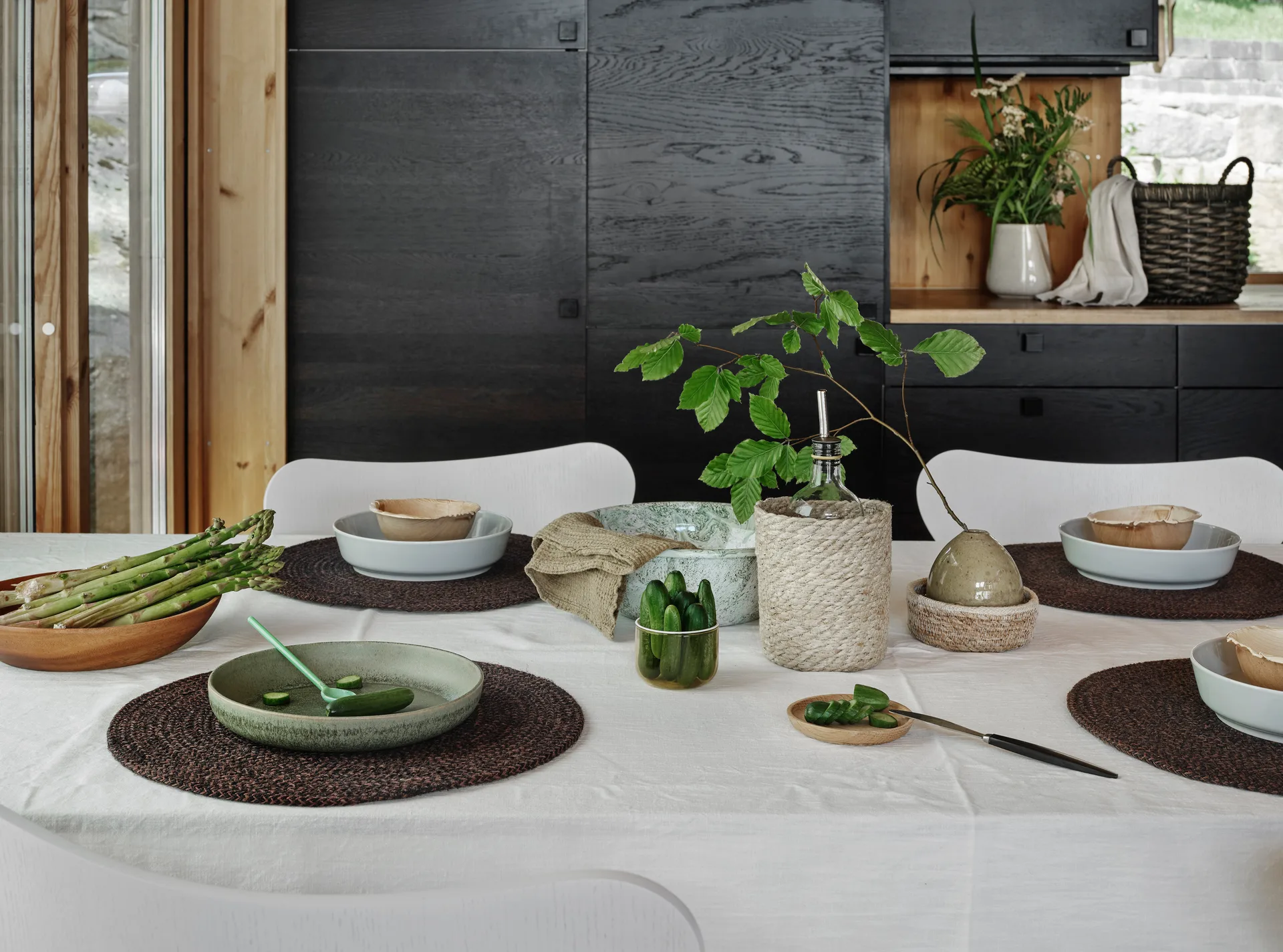 Ella dækkeserviet Ø38 cm, Brun/Sort Dixie