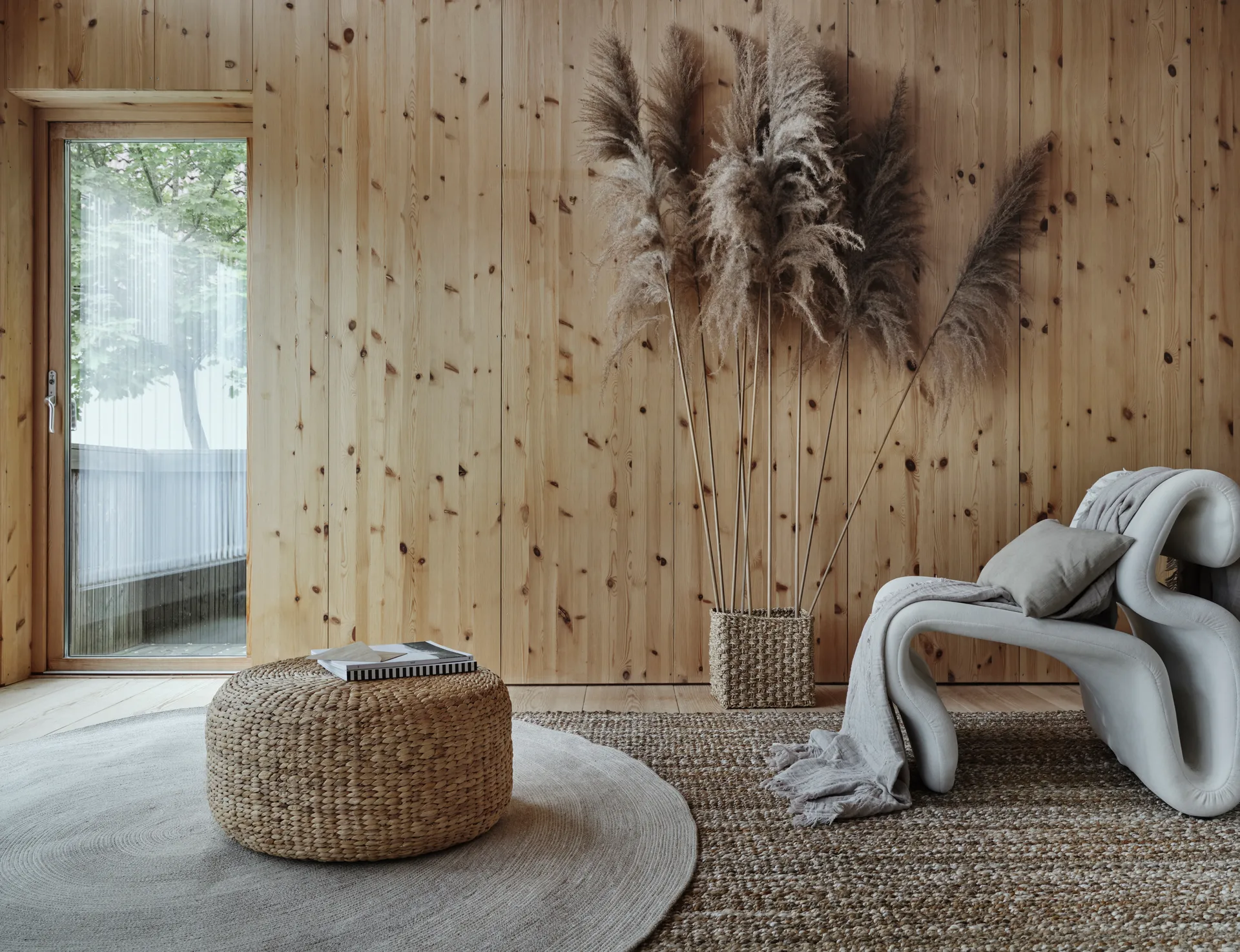 Ella jutetæppe Ø150 cm, Hvid/Natur Dixie