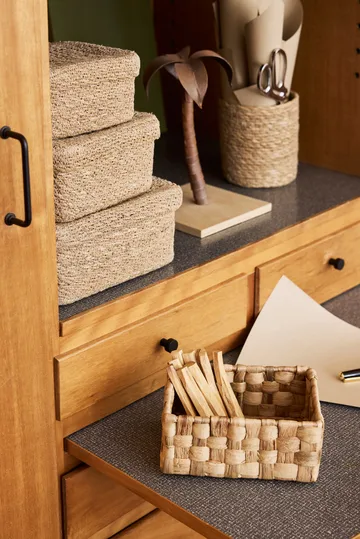 Emil firkantet kurv med låg 3 stk. - Natural - Dixie