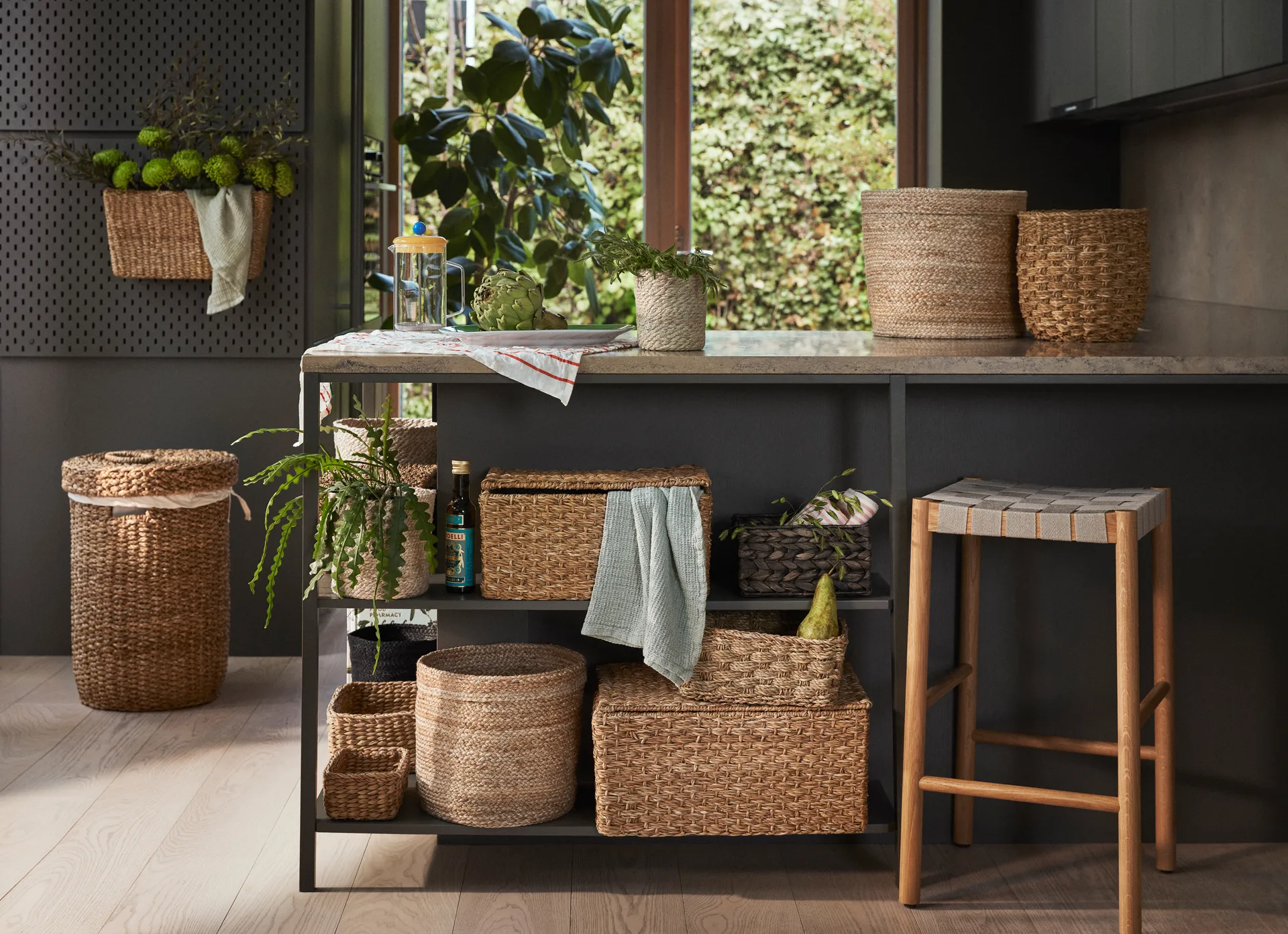 Esther opbevaringskurv med låg 3 dele, Natural Dixie