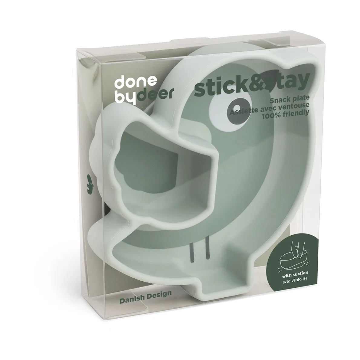 Birdee Stick&Stay børnetallerken Ø12 cm, Green Done by deer