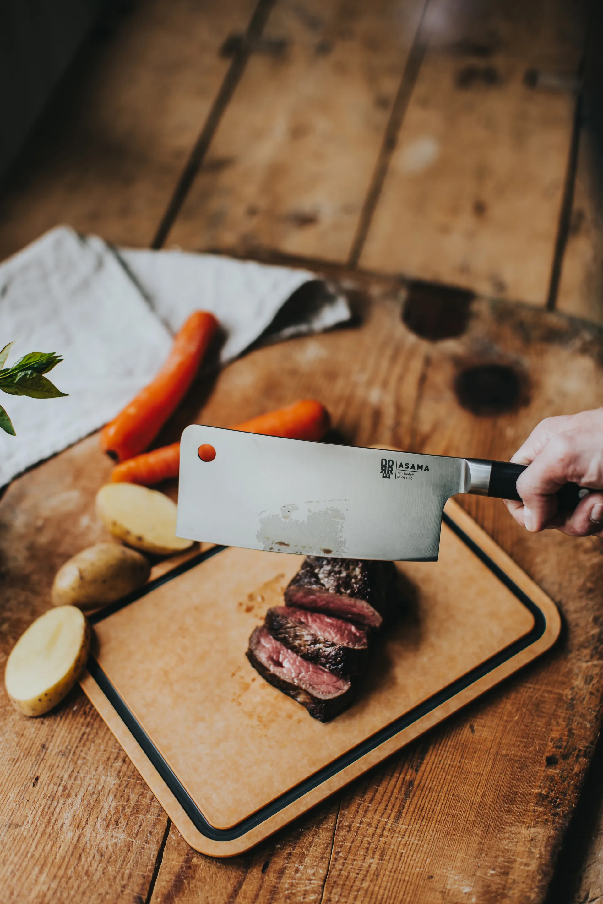 Asama kinesisk kokkekniv 18 cm, Sort håndtag Dorre