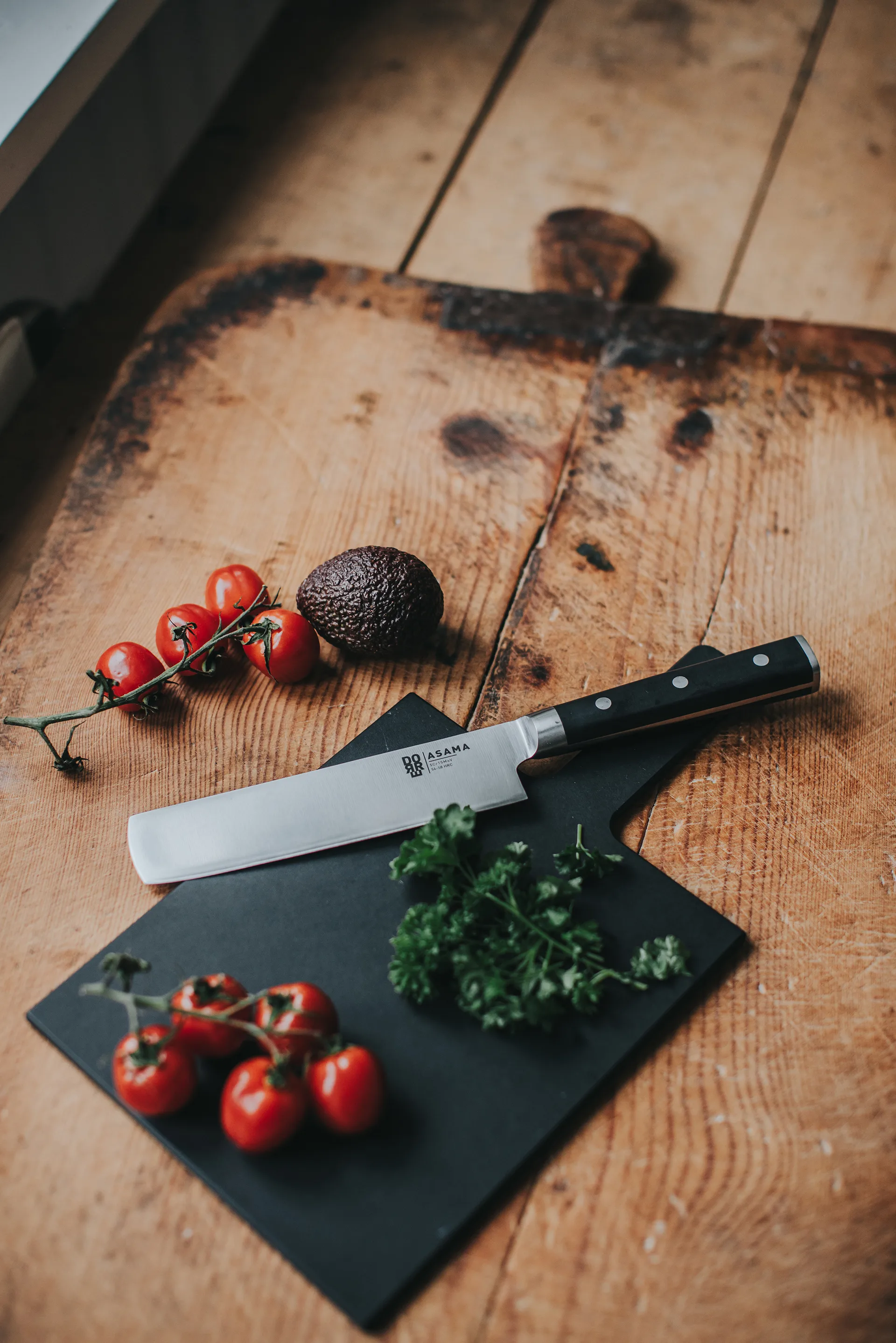Asama Nakiri grøntsagshakker, Rustfrit stål, sort, 31 cm Dorre