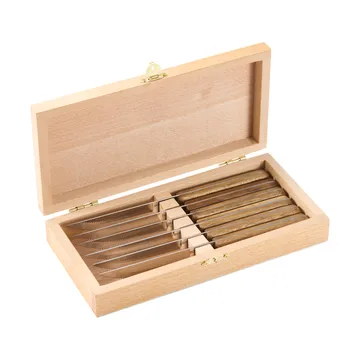 BBQ steakkniv - Rustfrit stål, 6-pak, trææske akacie, 22,5x2 cm - Dorre