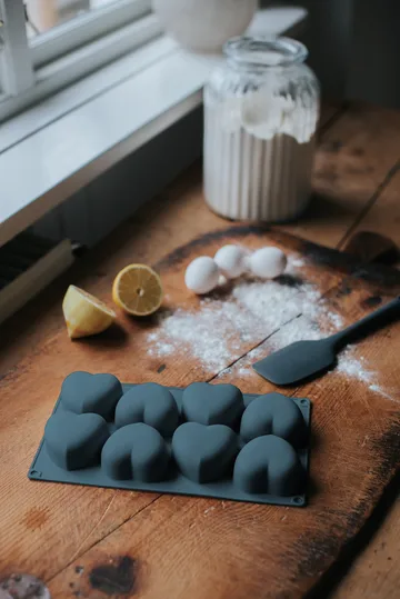 Beck bageform - Grå, hjerte, silikone, 8 stk - Dorre