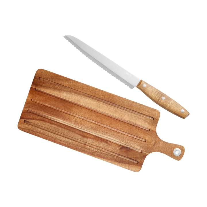 Billy brødkniv og skærebræt 2 dele - Akacia-rustfrit stål - Dorre