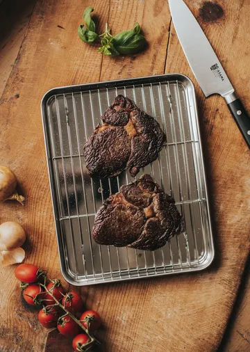 Gili gastroblech - Rustfrit stål, med rist, 31,5x24,5 cm - Dorre
