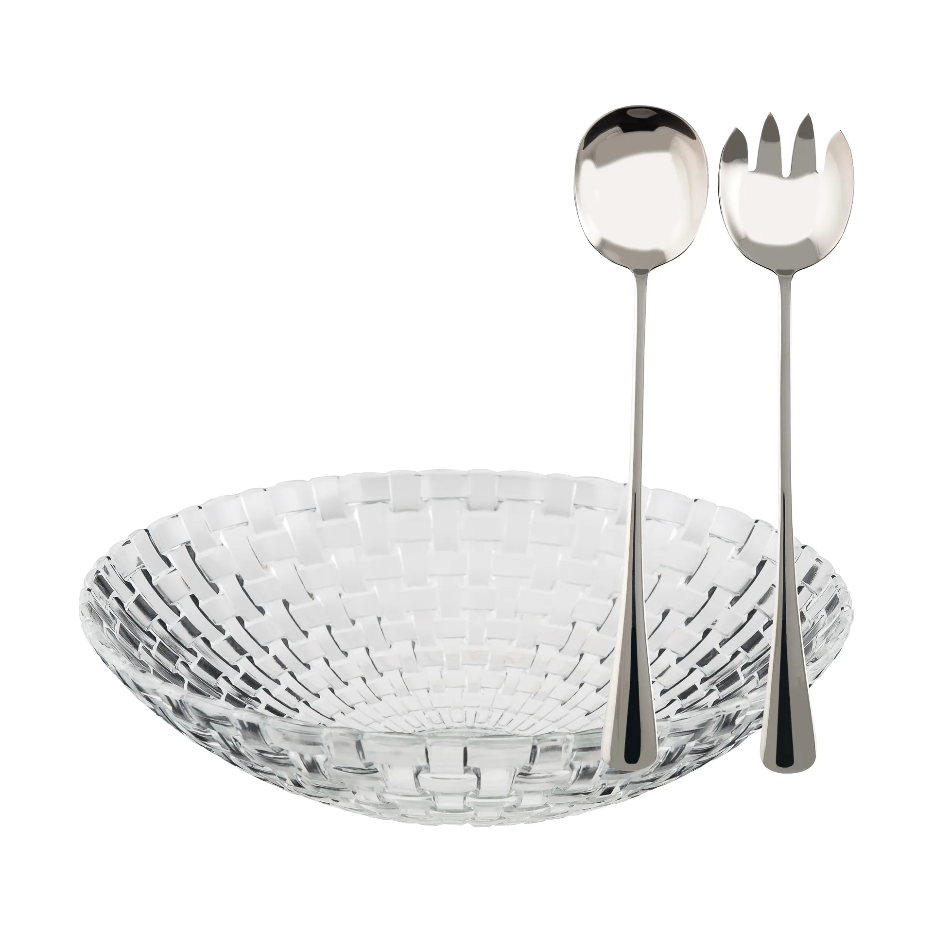 Glitter salatskålsæt, Glas-rustfrit stål, 3 dele Dorre