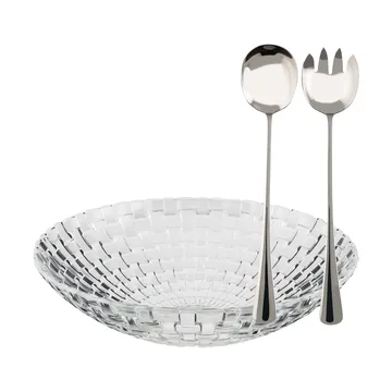 Glitter salatskålsæt - Glas-rustfrit stål, 3 dele - Dorre