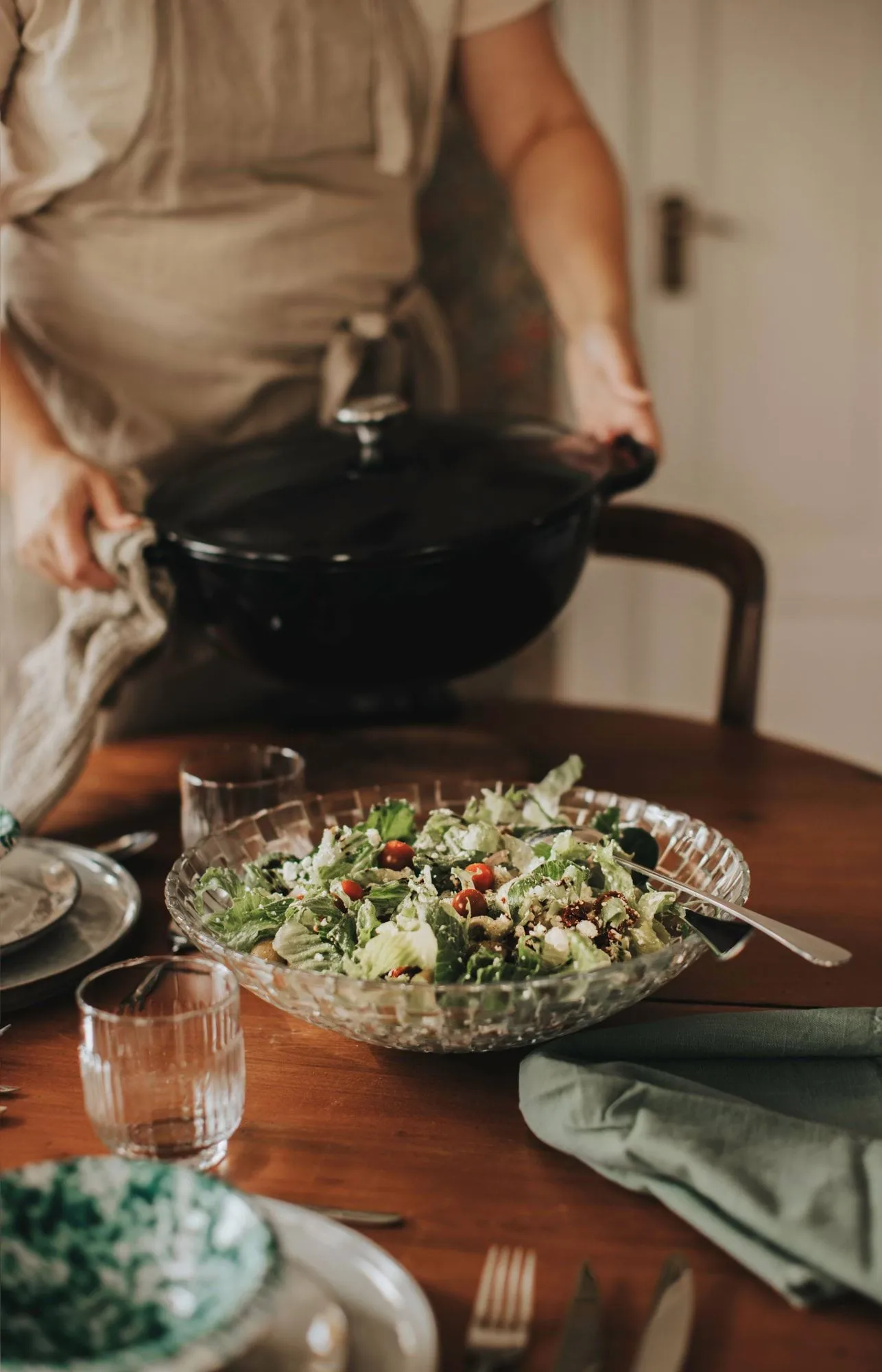 Glitter salatskålsæt, Glas-rustfrit stål, 3 dele Dorre
