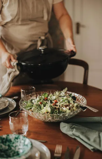 Glitter salatskålsæt - Glas-rustfrit stål, 3 dele - Dorre