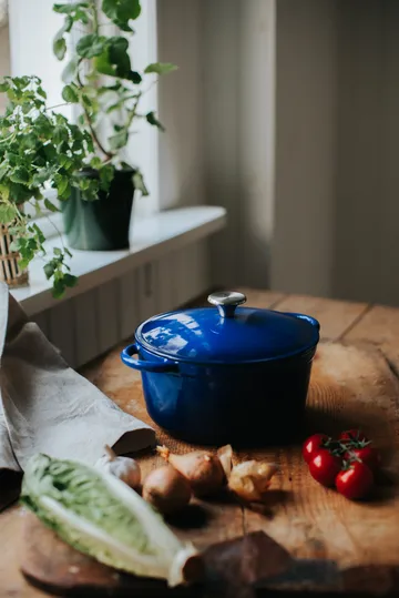 Gretl støbejernsgryde rund knop rustfrit stål 4 l - Blå - Dorre