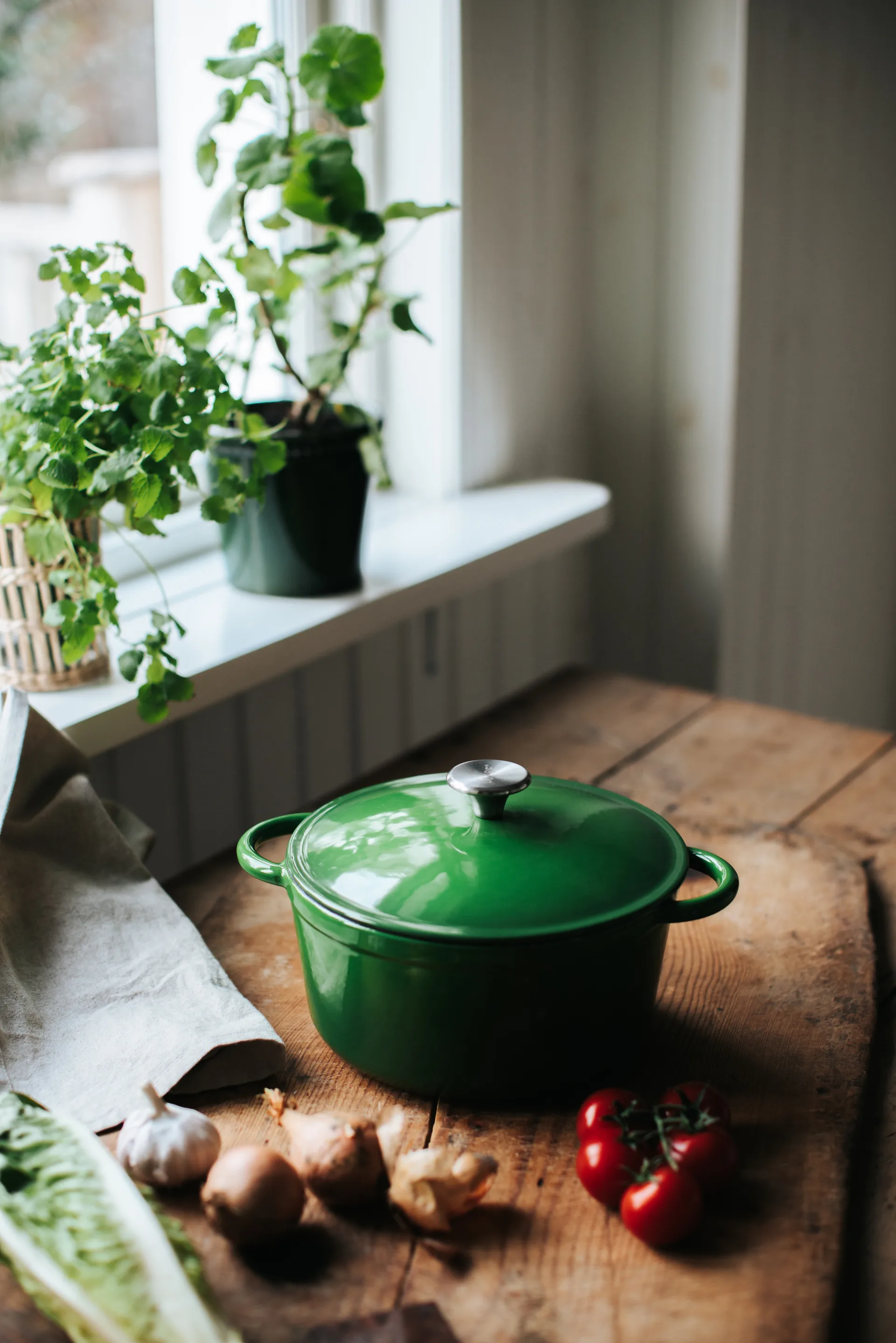 Gretl støbejernsgryde rund knop rustfrit stål 4 l, Grøn Dorre
