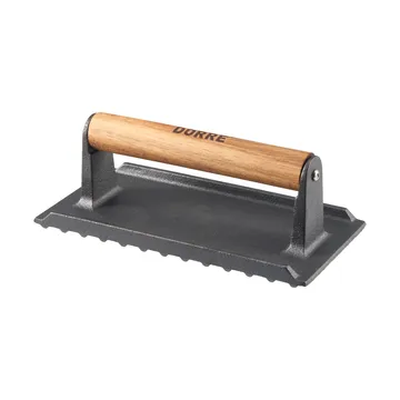 Griffin grillpresse/stekevægt - Støbejern, træhåndtag, 20x10 cm - Dorre