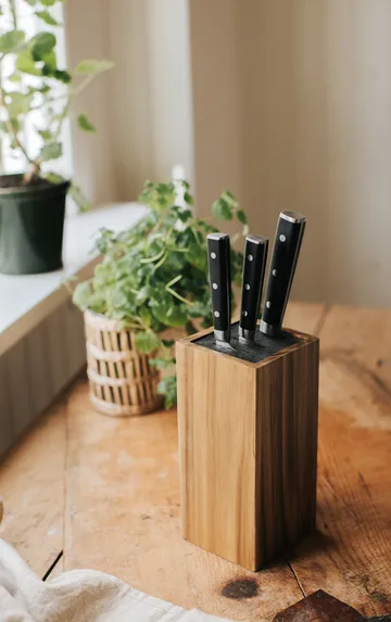 Kini knivblok firkantet akacietræ - 23,5 x 10,7 x 10,7 cm - Dorre