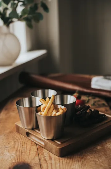 Peg pommes-/serveringskop - Rustfrit stål, 4-pak, Ø9,5 cm - Dorre