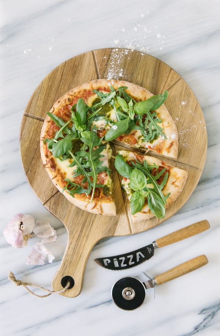 Pino pizzasæt kniv og pizzaskærer - Akacie/Rustfrit stål  - Dorre