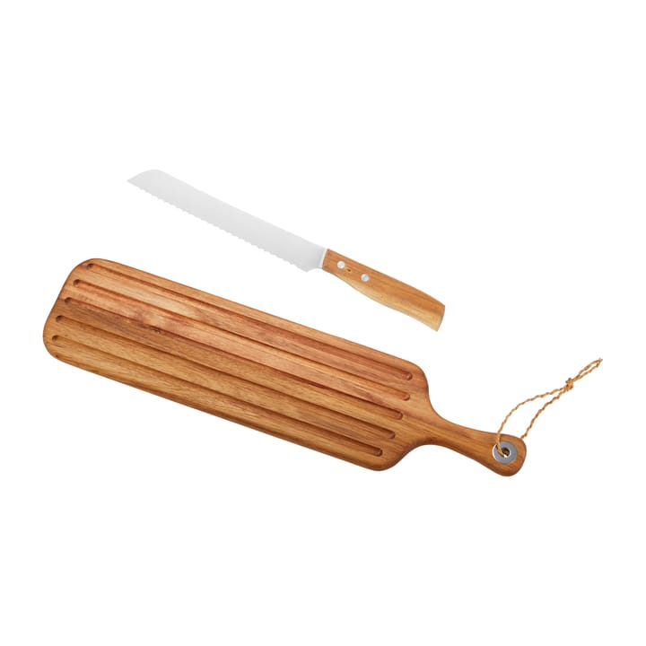 Saki brødsæt skærebræt og brødkniv  - Akacie/Rustfrit stål  - Dorre