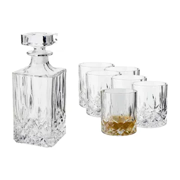 Vide whiskyglassæt karaffel og 6 whiskyglas - Krystalglas - Dorre