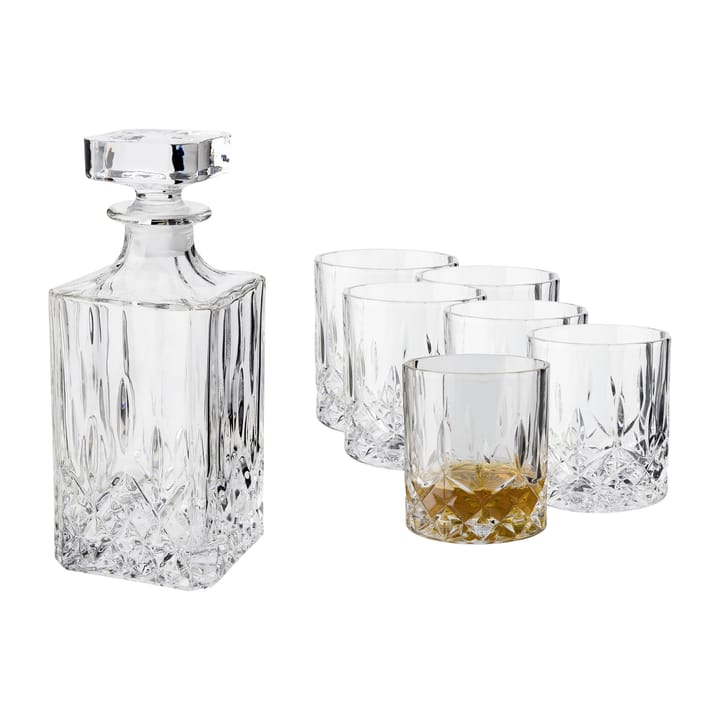 Vide whiskyglassæt karaffel og 6 whiskyglas - Krystalglas - Dorre