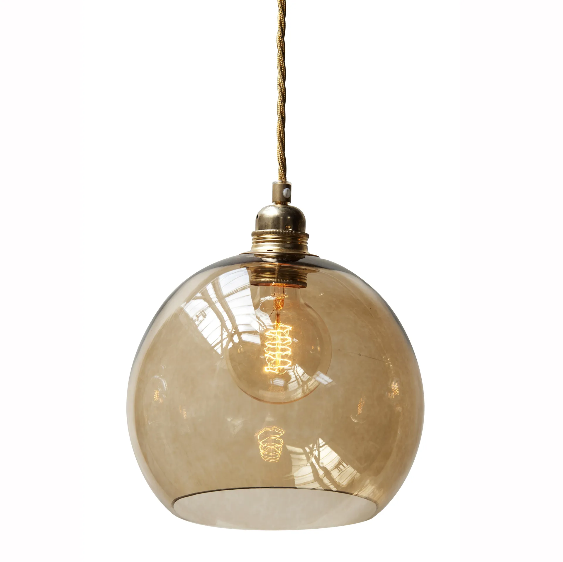 Rowan loftlampe M, Ø 22 cm, chestnut brown EBB & FLOW