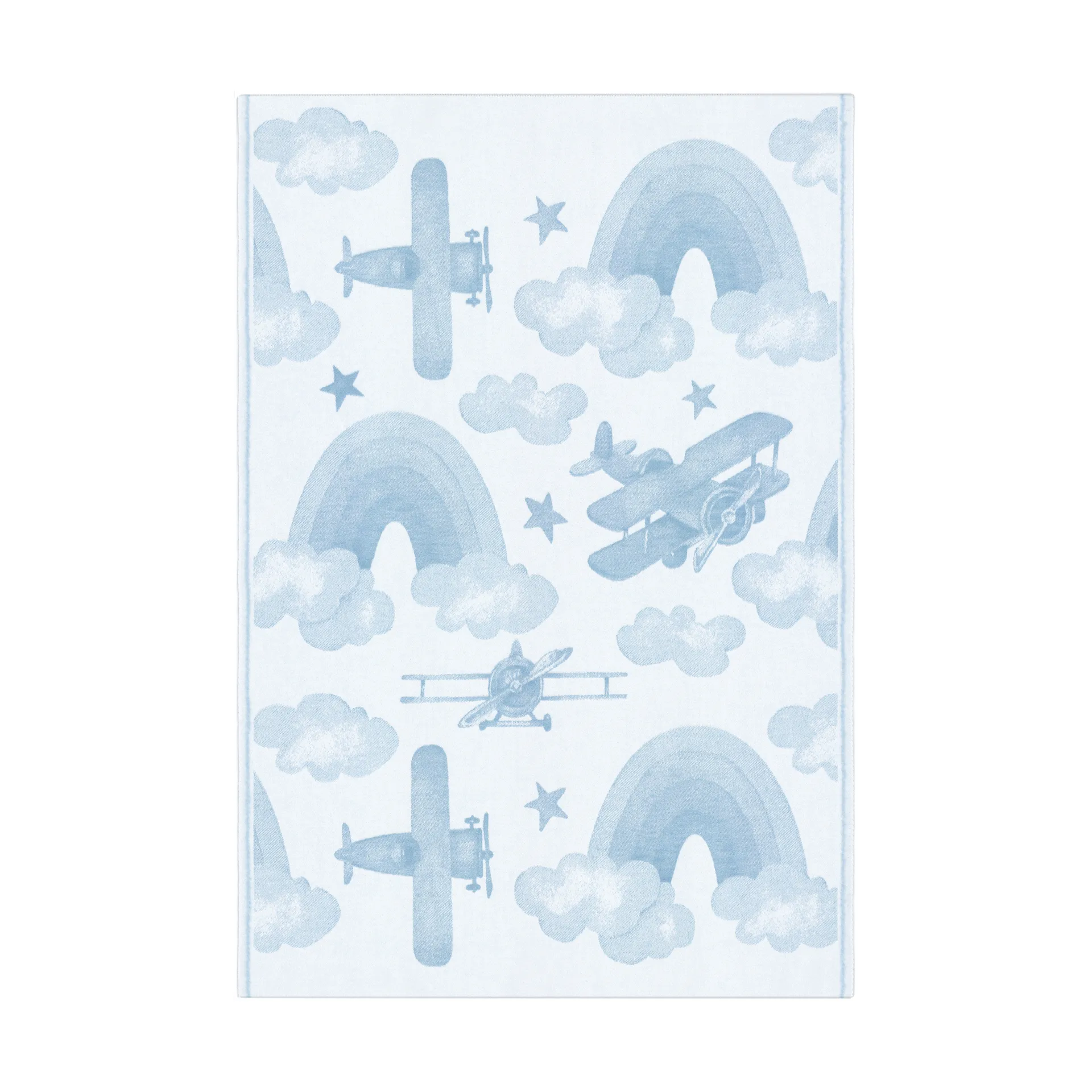 Airplane babytæppe 72x105 cm, Blå Ekelund Linneväveri