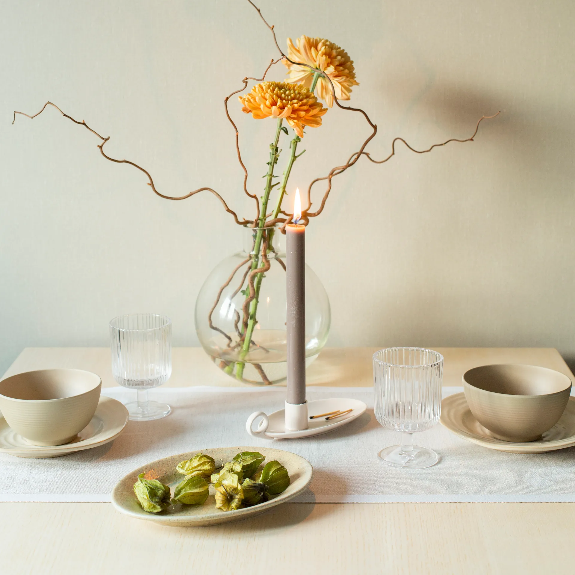 Airy bordløber 35x120 cm, Beige Ekelund Linneväveri