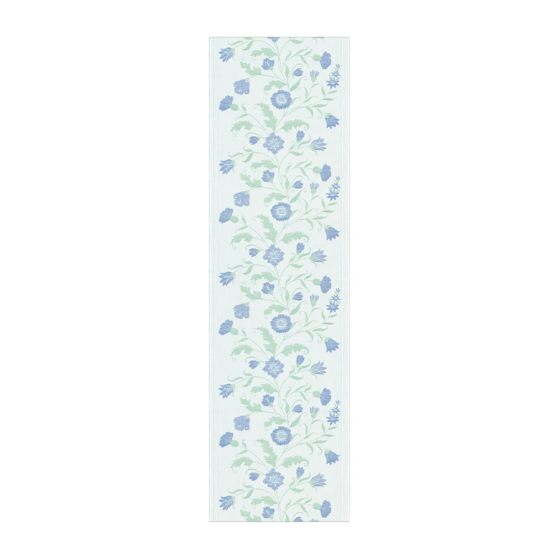 Blå blomst løber, 35x120 cm Ekelund Linneväveri