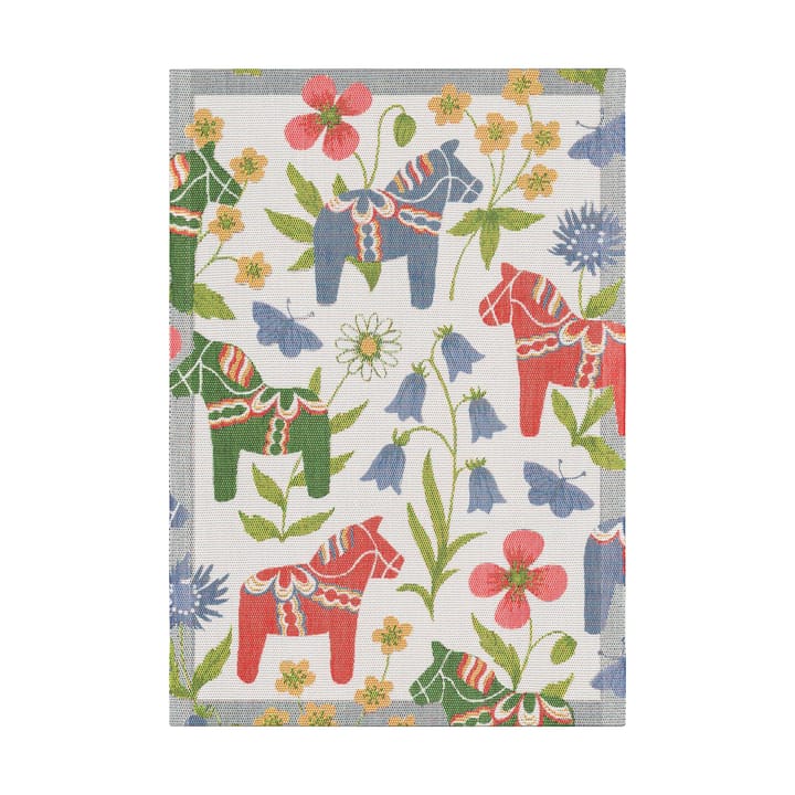 Blomsterhäst viskestykke 35x50 cm - Flerfarvet - Ekelund Linneväveri