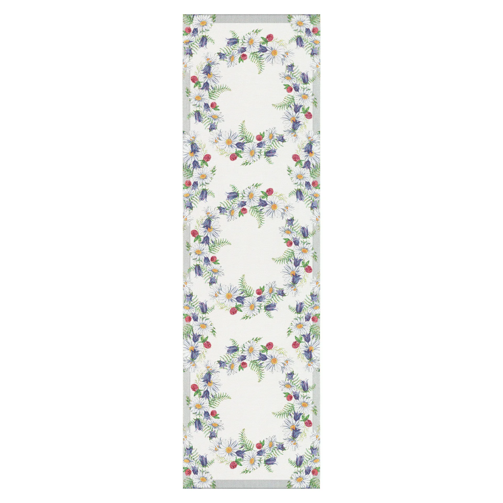 Blomsterkrans bordløber 35x120 cm, Multi Ekelund Linneväveri