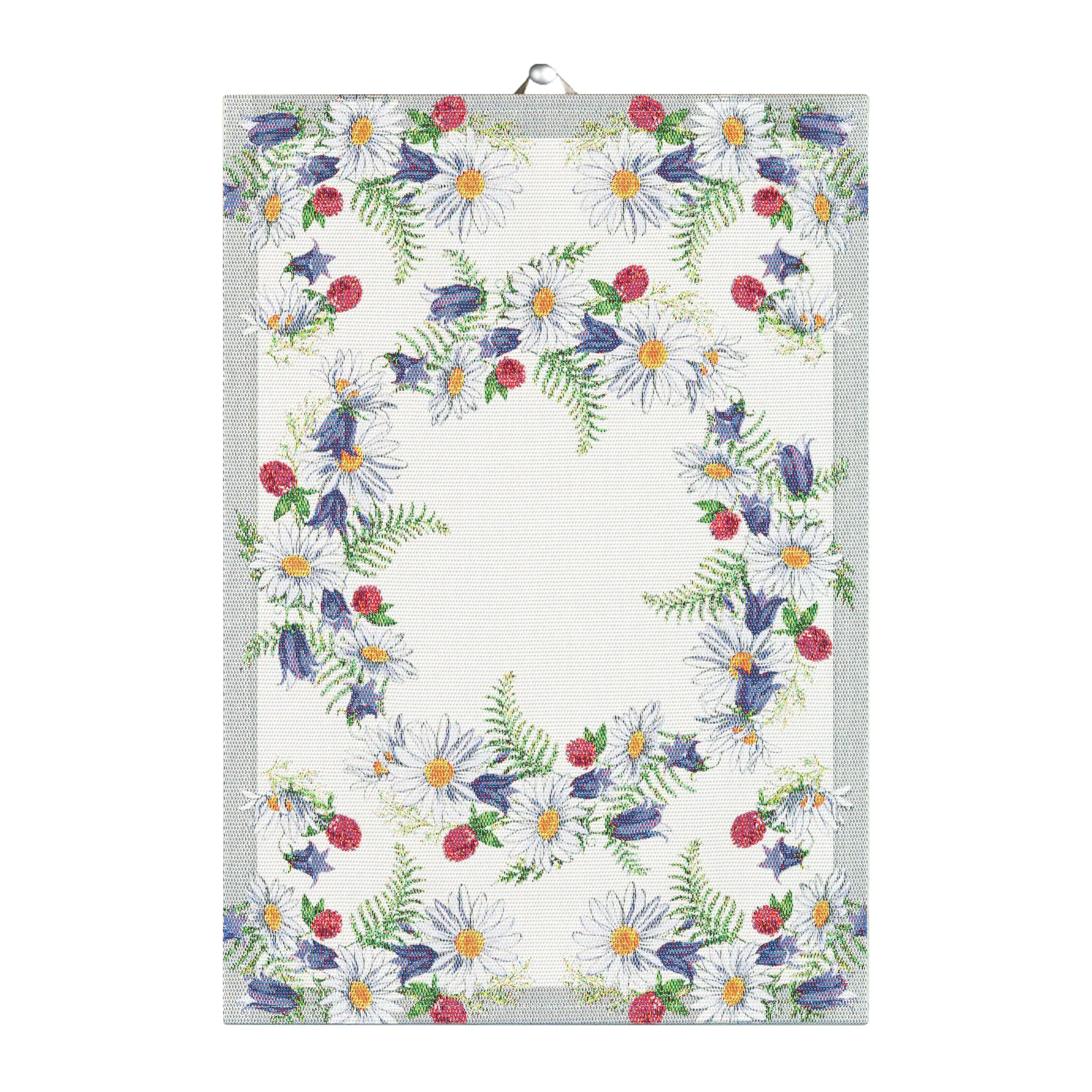 Blomsterkrans viskestykke 35x50 cm, Multi Ekelund Linneväveri