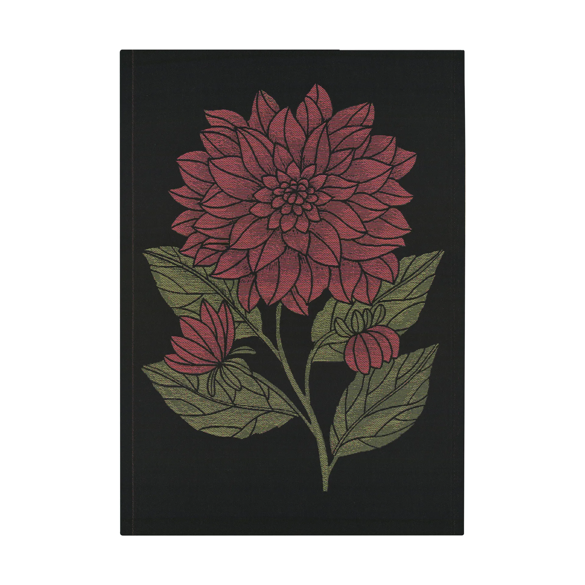 Dahlia viskestykke 48x70 cm, Rød-sort-grøn Ekelund Linneväveri