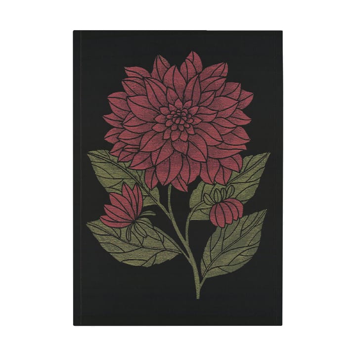 Dahlia viskestykke 48x70 cm - Rød-sort-grøn - Ekelund Linneväveri