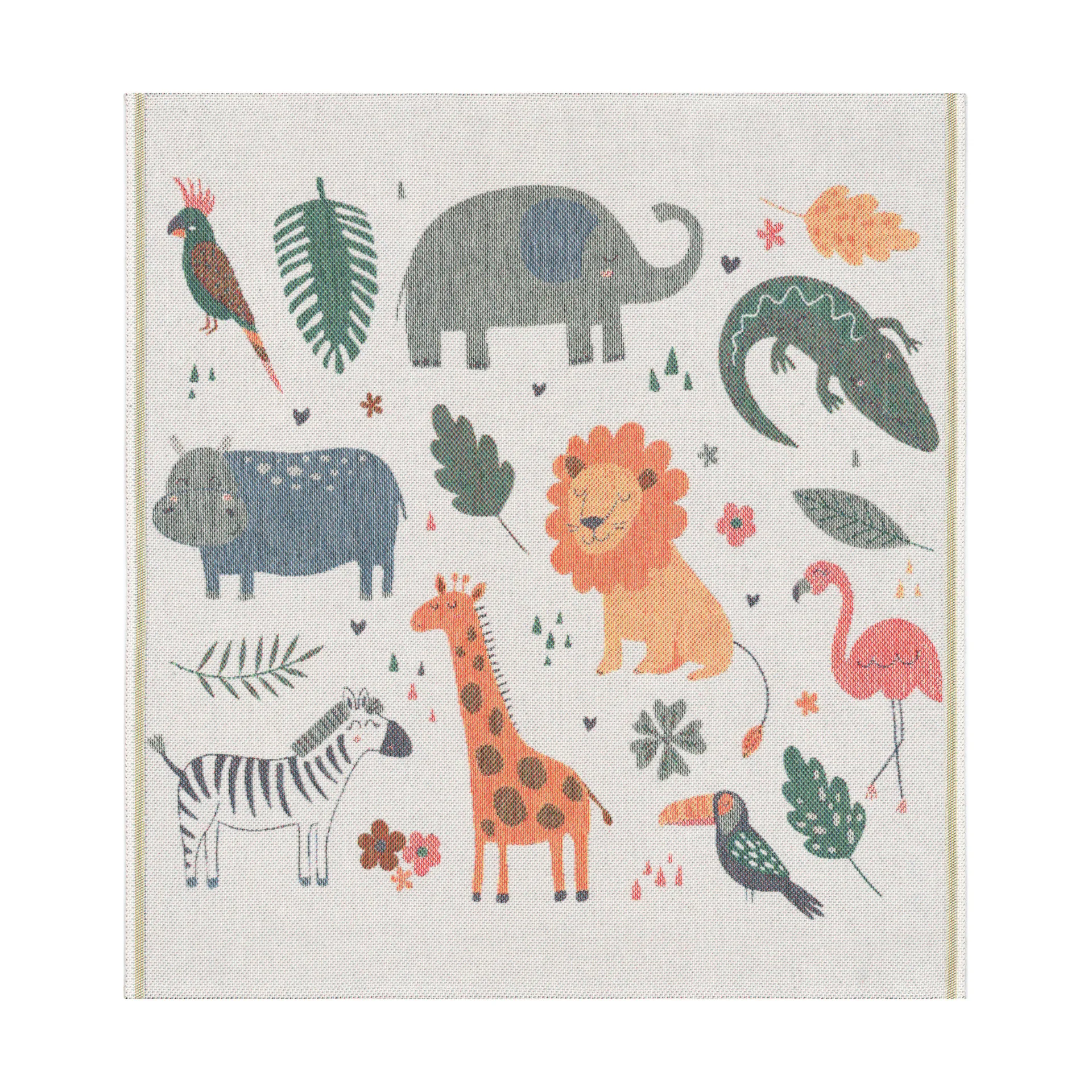 Djungeldjur babytæppe 70x75 cm, Multi Ekelund Linneväveri