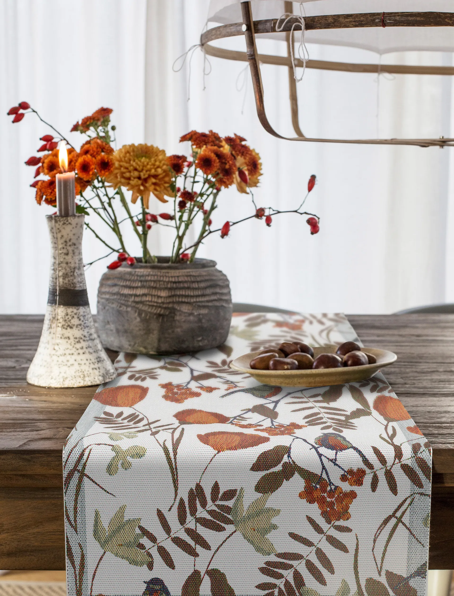 Fåglabäck bordløber 35x120 cm, Brun Ekelund Linneväveri