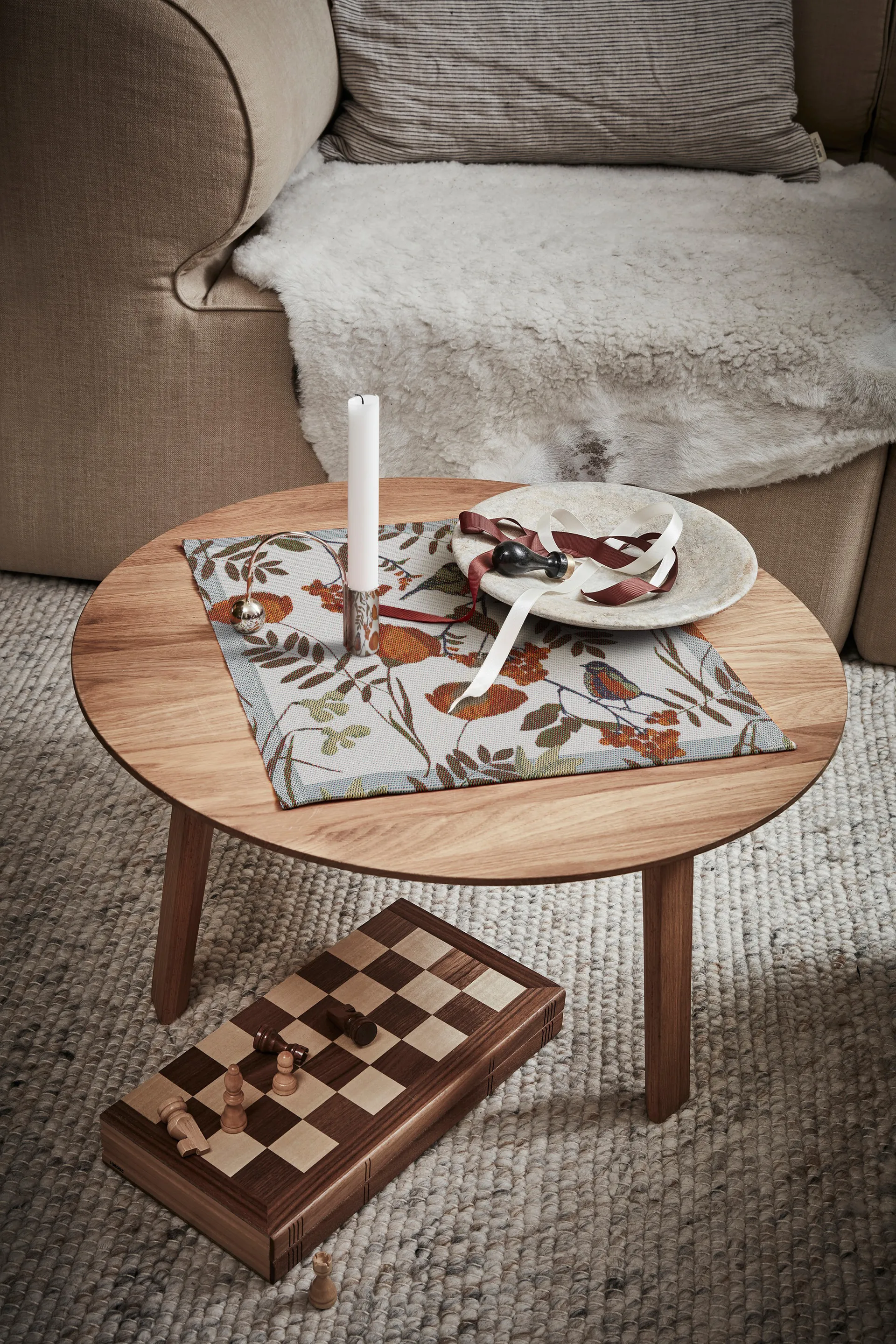 Fåglabäck serviet 35x35 cm, Brun-orange Ekelund Linneväveri