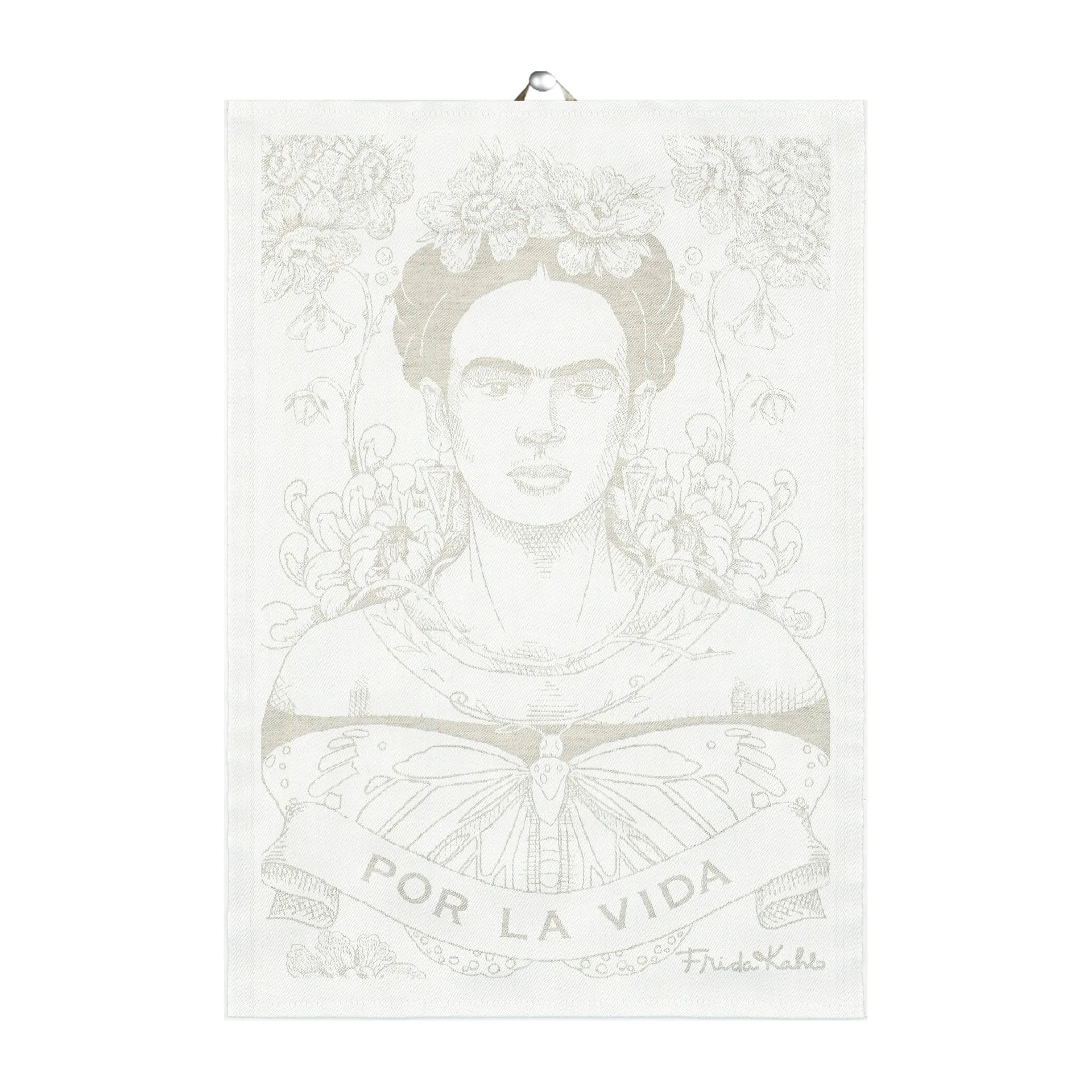 Frida Kahlo viskestykke 35x50 cm, Belleza Ekelund Linneväveri
