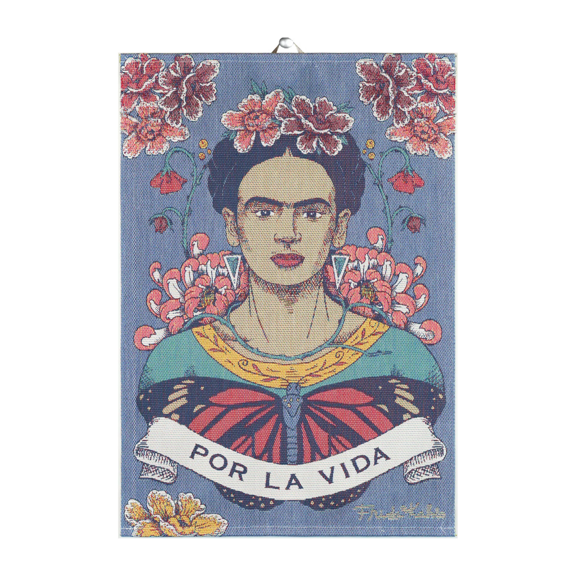 Frida Kahlo viskestykke 35x50 cm, Vida Ekelund Linneväveri