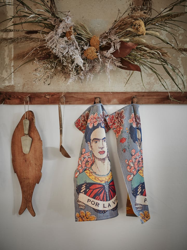 Frida Kahlo viskestykke 35x50 cm, Vida Ekelund Linneväveri
