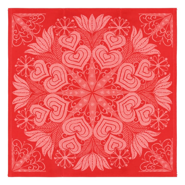 Hjärtbo dug 80x80 cm - Rød - Ekelund Linneväveri