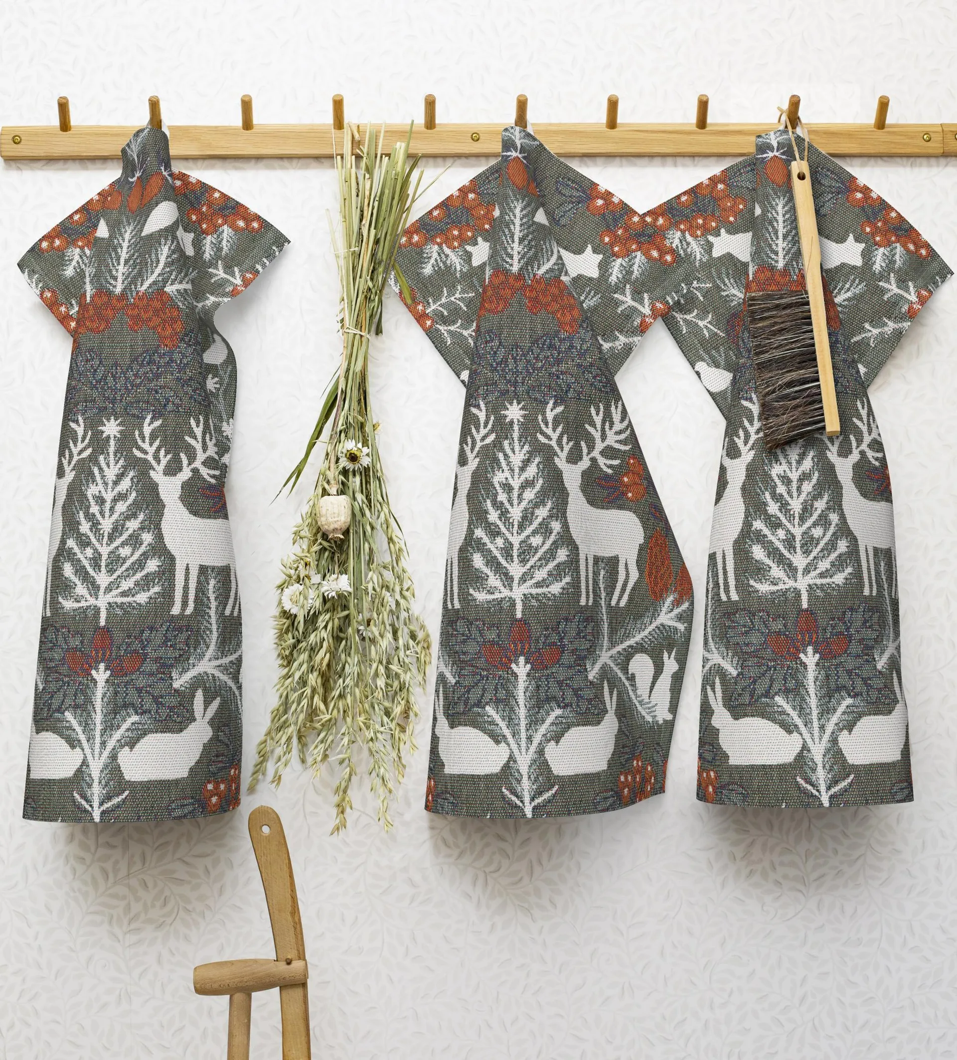 Hjortnäs viskestykke 35x50 cm, Grå Ekelund Linneväveri