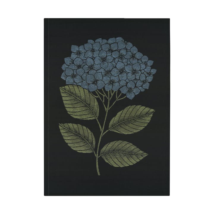 Hydrangea viskestykke 48x70 cm - Sort-blå - Ekelund Linneväveri